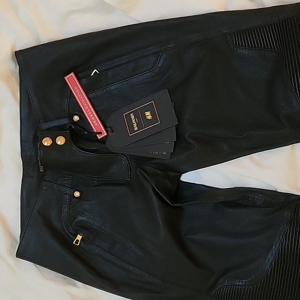 Balmain H&M Black Leather Pants